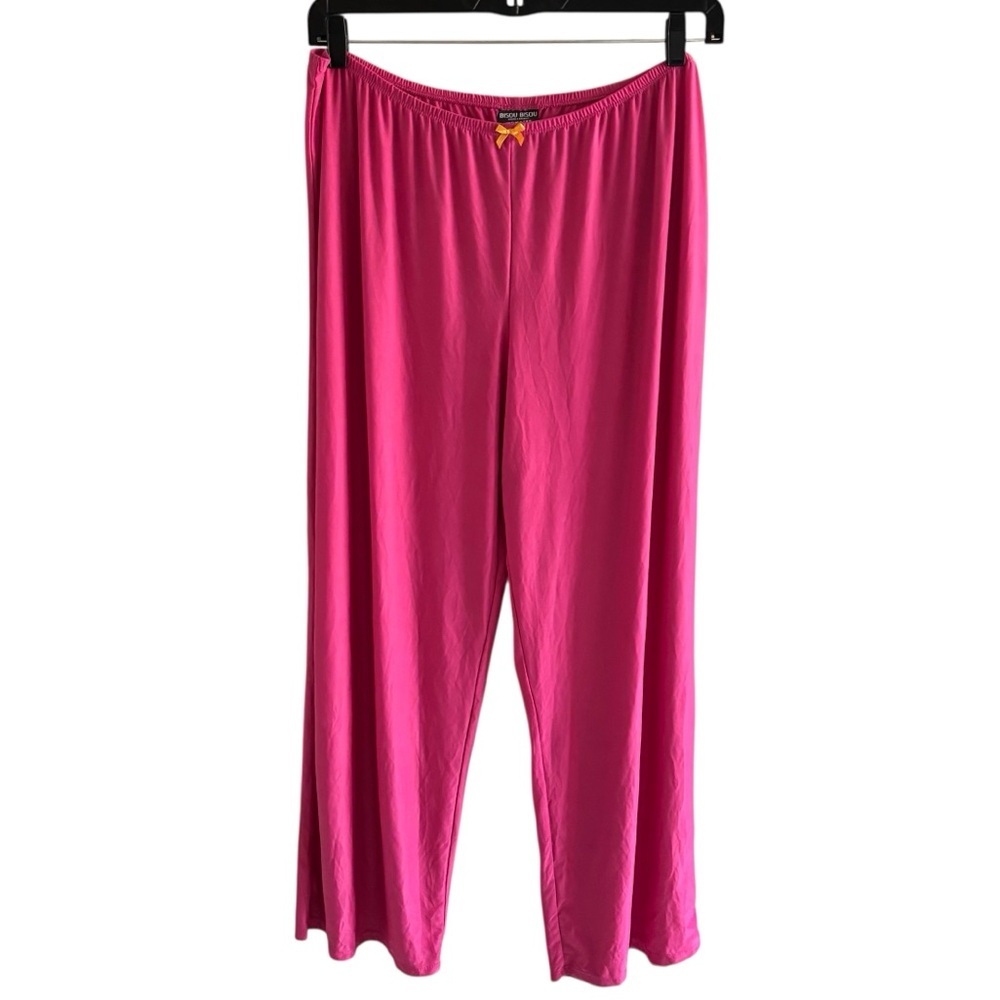 Bisou Bisou Pajama Pants XXL Pink Wide Leg Pull-On Elastic Waist Lounge NWT